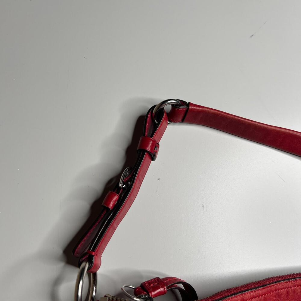 Coach Red Leather Hobo Shoulder Bag Purse Handbag Pink Lining #H0949-12834 - Picture 8 of 12